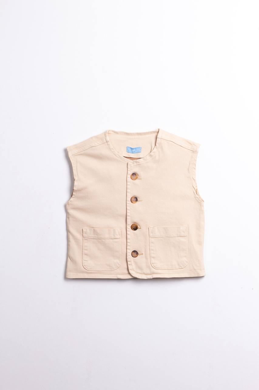 Krem Oversize Yelek