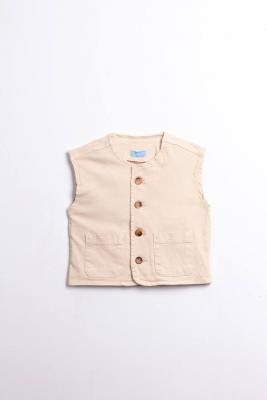 Krem Oversize Yelek